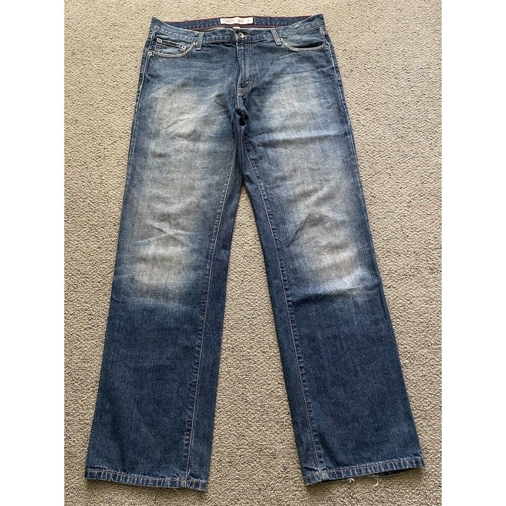 Vintage Mossimo Supply Co Logan Wide Leg Jeans Mens 33x32 Blue Faded Denim Y2K